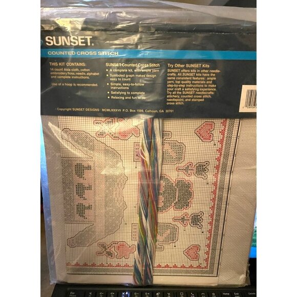 Cross Stitch Kit Sunset Sweater Birth Announcement 8x10 Polly Carbonari Counted - Picture 3 of 11